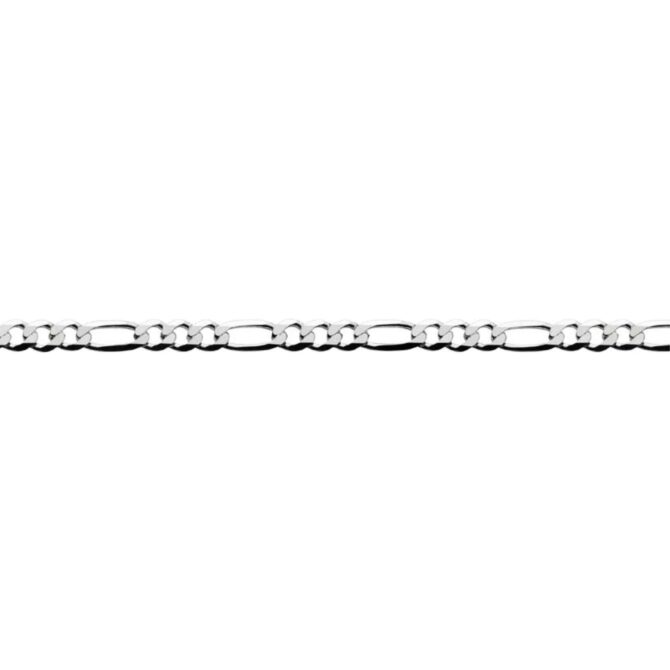 Sterling Silver Figaro 6 Side Diamond Cut Chain Extra Flat