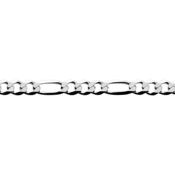 Sterling Silver Figaro 6 Side Diamond Cut Chain Extra Flat