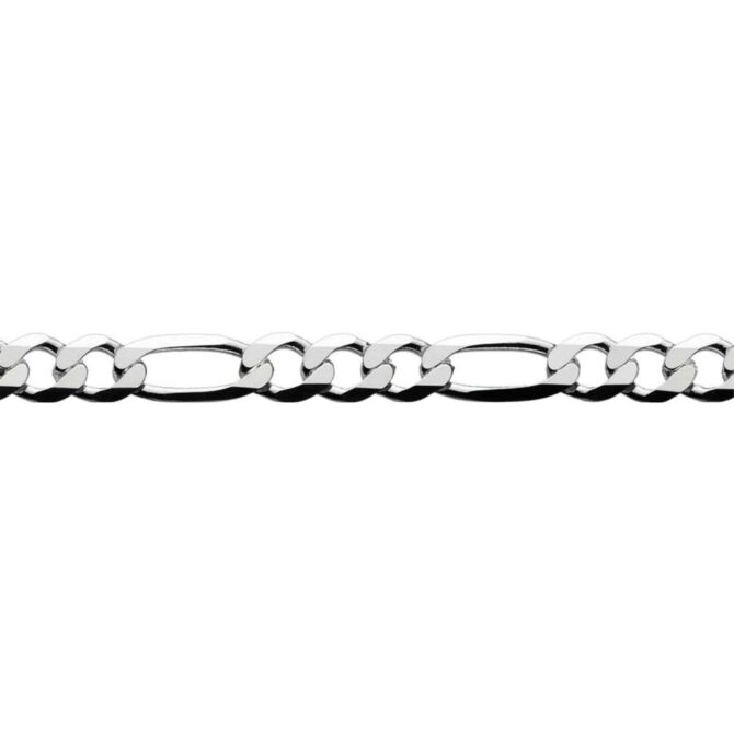 Sterling Silver Figaro 6 Side Diamond Cut Chain Extra Flat