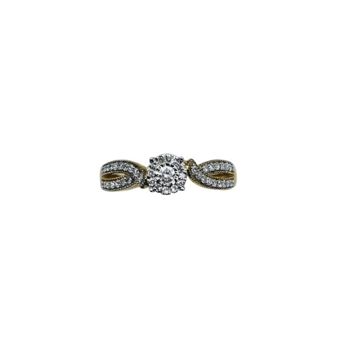 9Kt Yellow Gold Diamond Ring 0.25C
