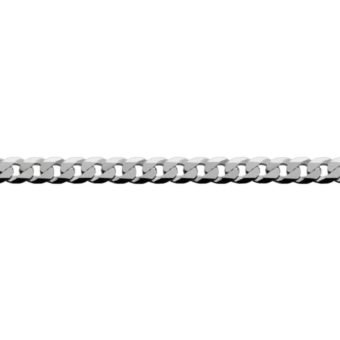 Sterling Silver Curb 6 Side Diamond Cut Bracelet Extra Flat