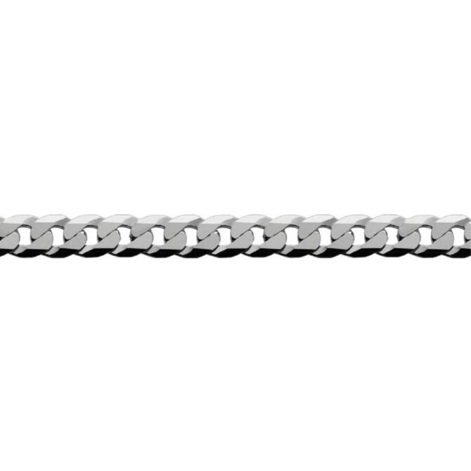 Sterling Silver Curb 6 Side Diamond Cut Bracelet Extra Flat