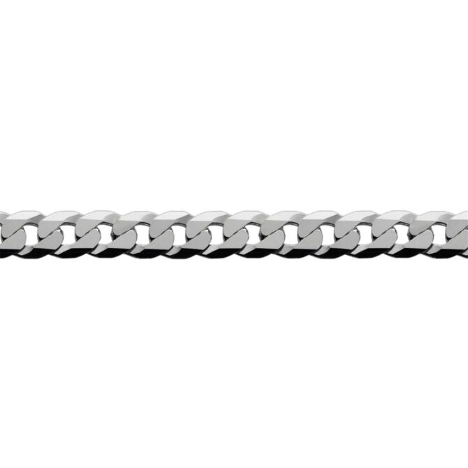 Sterling Silver Curb 6 Side Diamond Cut Bracelet Extra Flat