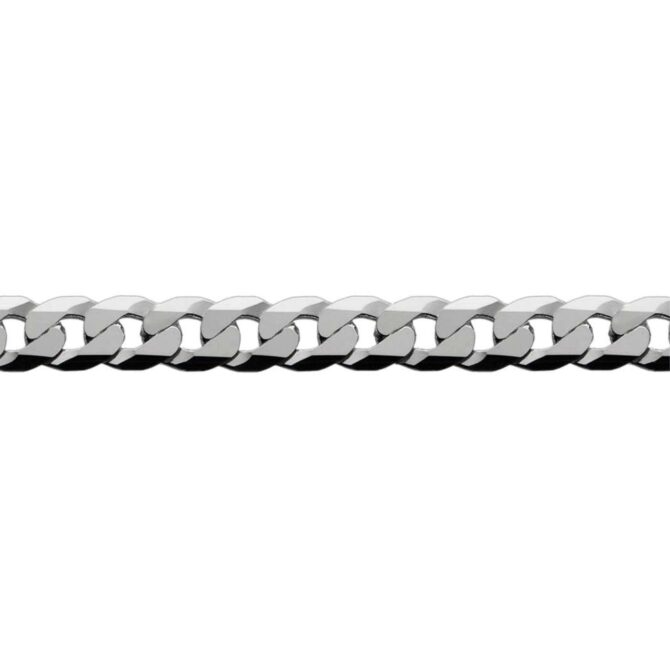 Sterling Silver Curb 6 Side Diamond Cut Bracelet Extra Flat