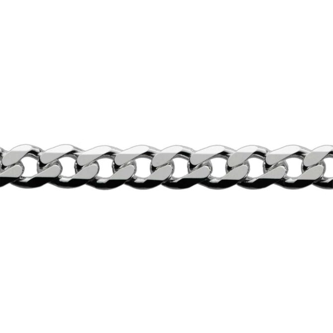 Sterling Silver Curb 6 Side Diamond Cut Bracelet
