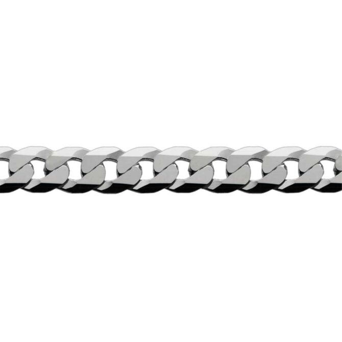 Sterling Silver Curb 6 Side Diamond Cut Bracelet Extra Flat