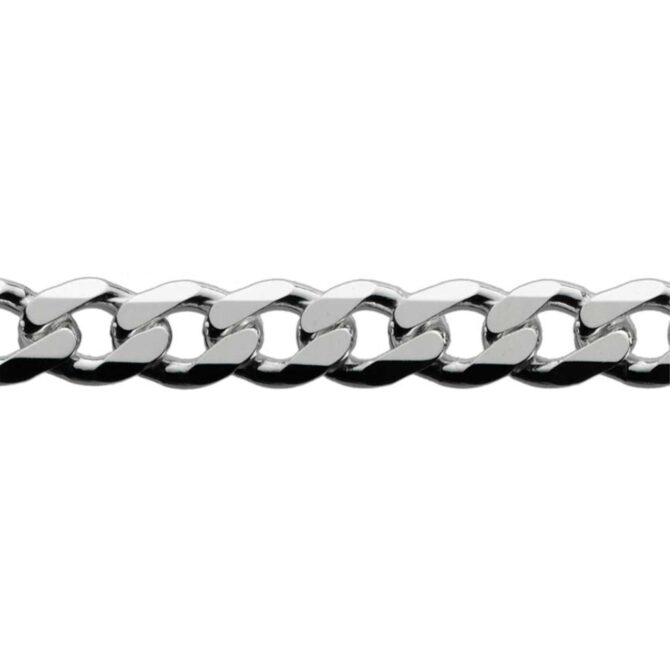 Sterling Silver Curb 6 Side Diamond Cut Bracelet