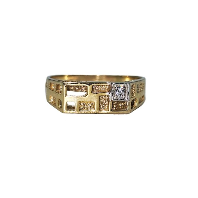 9Kt Yellow Gold Gents Castle Ring (Small)
