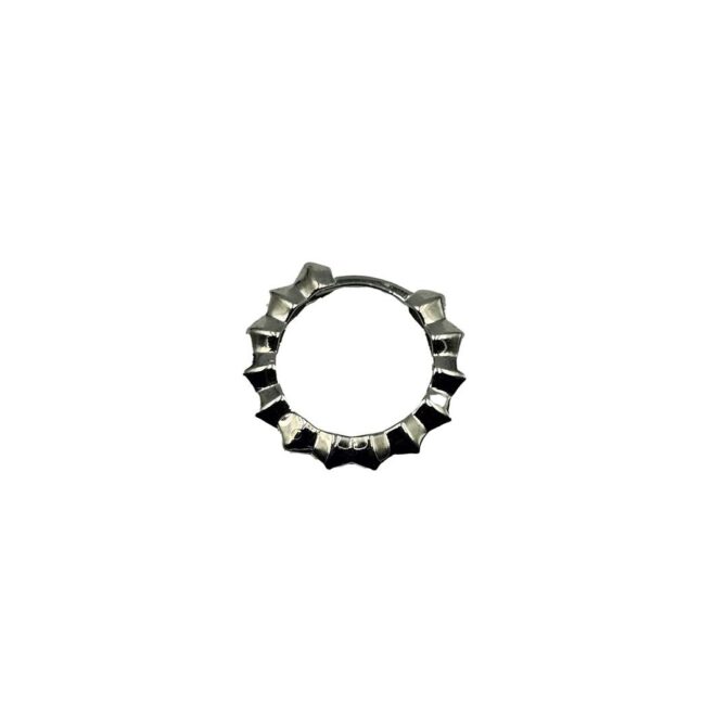 9Kt White Gold Fan Design Huggie Earring 17mm x 2.5mm