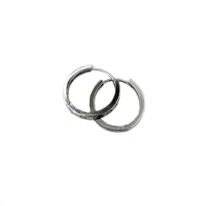 9Kt White Gold Huggie Earring (Embossed) 18mm x 2.5mm