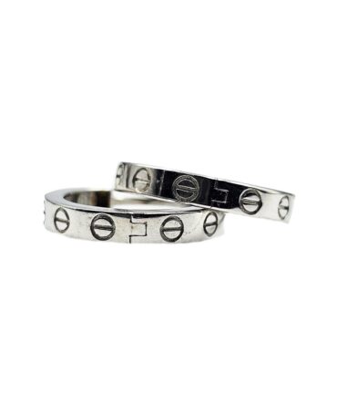 9Kt White Gold Huggie Earring (Embossed) 15mm x 2.5mm