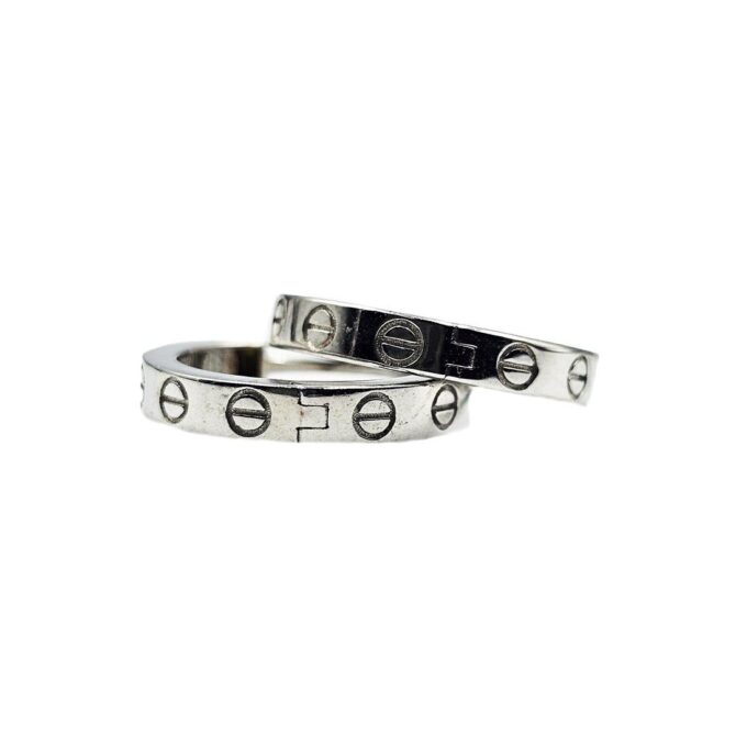 9Kt White Gold Huggie Earring (Embossed) 15mm x 2.5mm