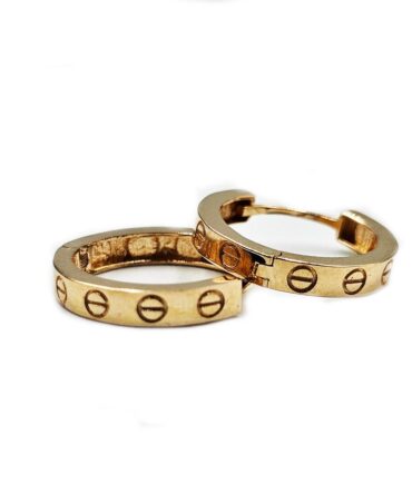 9Kt Rose Gold Huggie Earring (Embossed) 15mm x 2.5mm