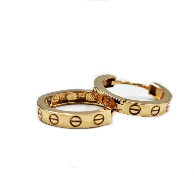 9Kt Rose Gold Huggie Earring (Embossed) 15mm x 2.5mm