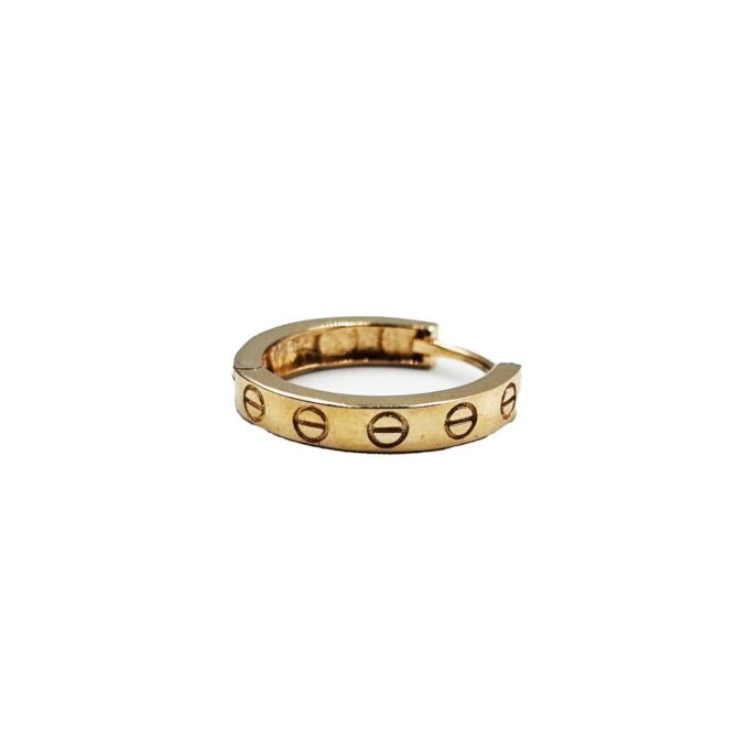 9Kt Rose Gold Huggie Earring (Embossed) 15mm x 2.5mm