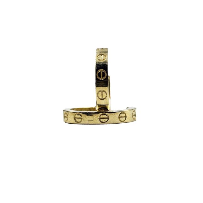 9Kt Yellow Gold Huggie Earring (Embossed) 15mm x 2.5mm
