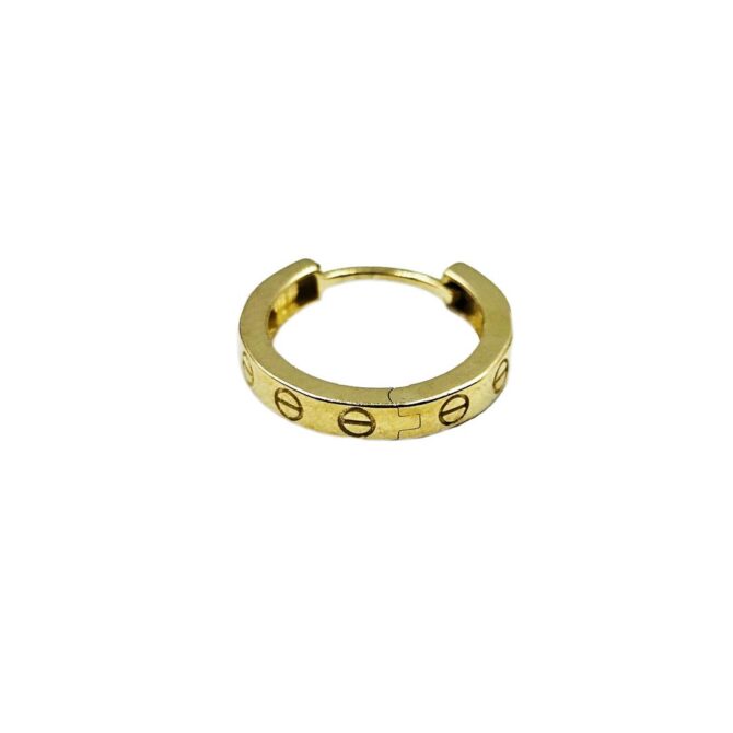 9Kt Yellow Gold Huggie Earring (Embossed) 15mm x 2.5mm