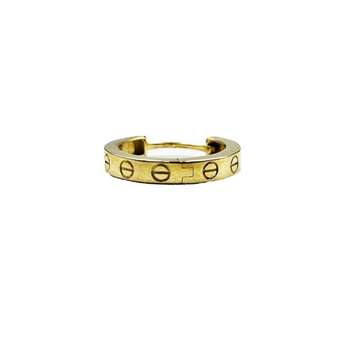 9Kt Yellow Gold Huggie Earring (Embossed) 15mm x 2.5mm