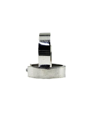 9Kt White Gold Plain Flat Huggie Earring 14mm x 3.7mm