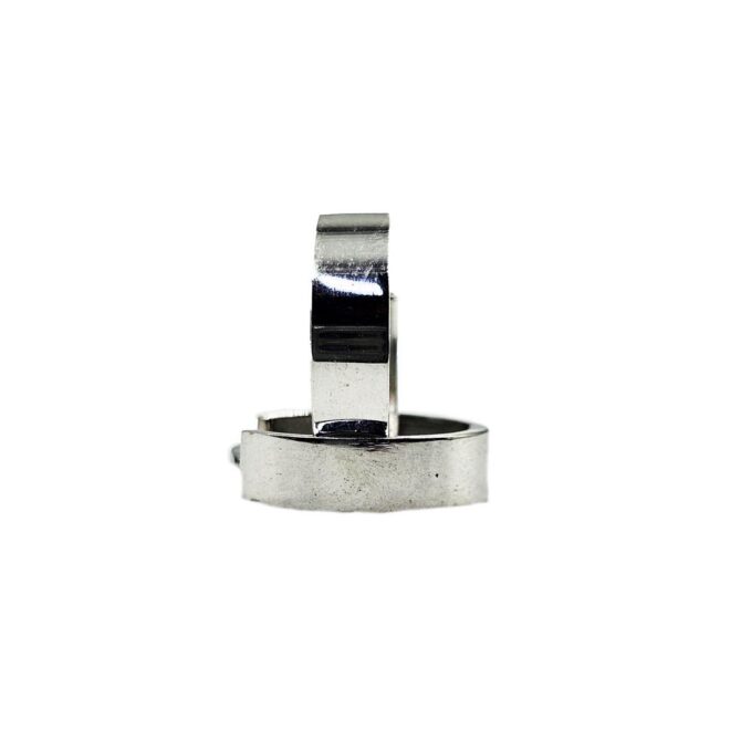 9Kt White Gold Plain Flat Huggie Earring 14mm x 3.7mm