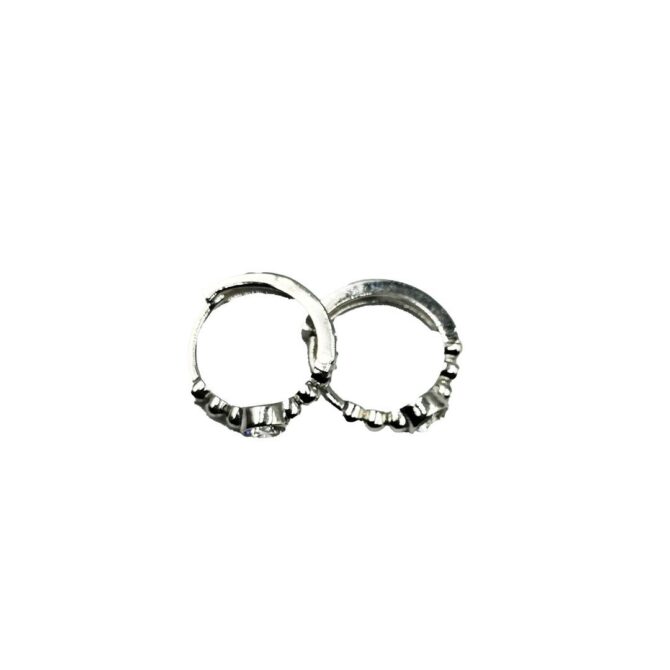 9Kt White Gold Plain Flat Huggie Earring 14mm x 3.7mm