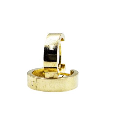 9Kt Yellow Gold Plain Flat Huggie Earring 14mm x 3.7mm