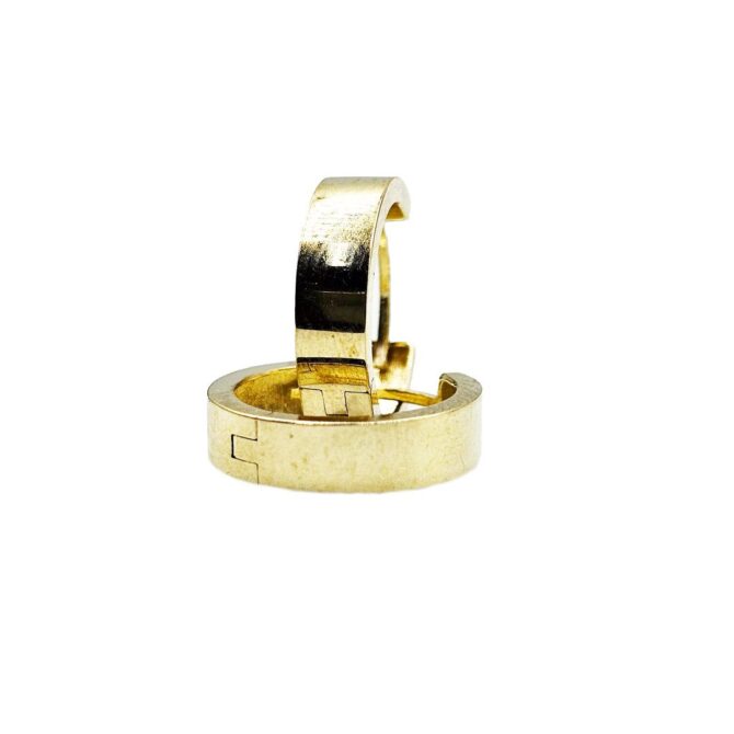 9Kt Yellow Gold Plain Flat Huggie Earring 14mm x 3.7mm