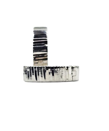 9Kt White Gold Ribbed Huggie Earring 14mm x 3.7mm