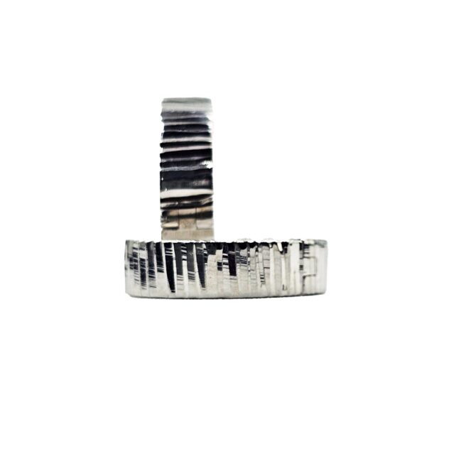9Kt White Gold Ribbed Huggie Earring 14mm x 3.7mm