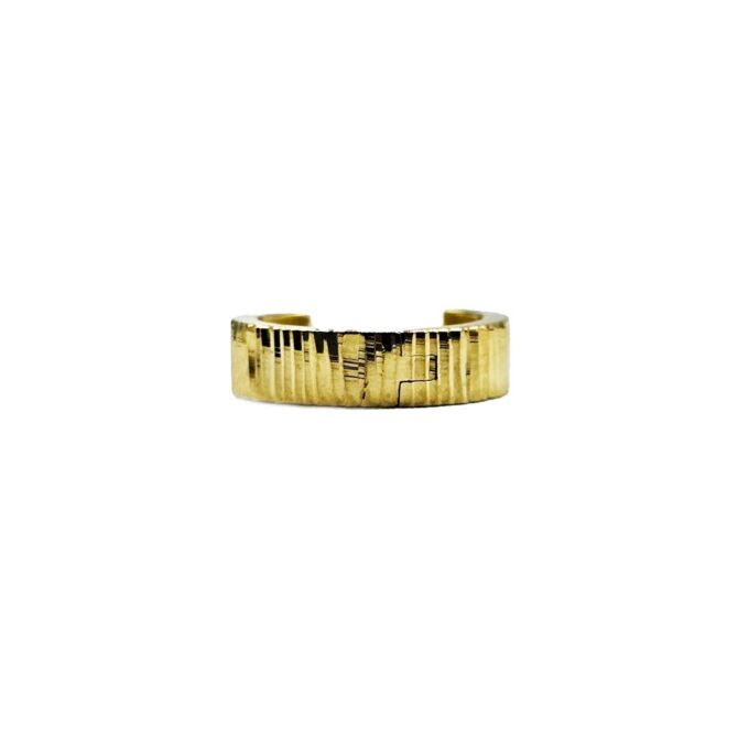 9Kt Yellow Gold Ribbed Huggie Earring 12mm