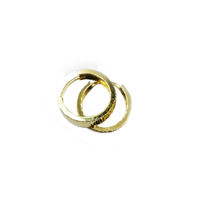 9Kt Yellow Gold Ribbed Huggie Earring 14mm x 3.7mm