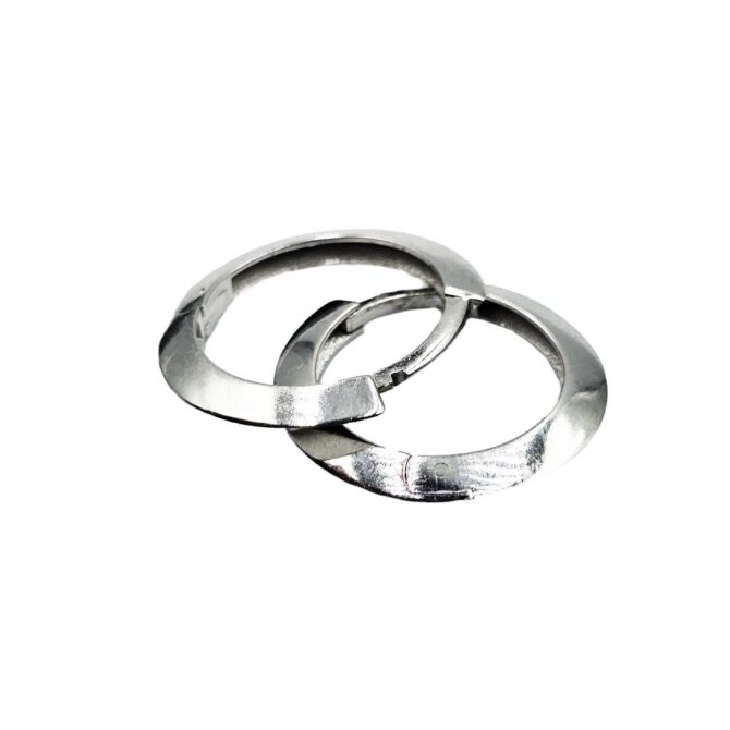 9Kt White Gold Knife Edge Huggie Earring 16mm
