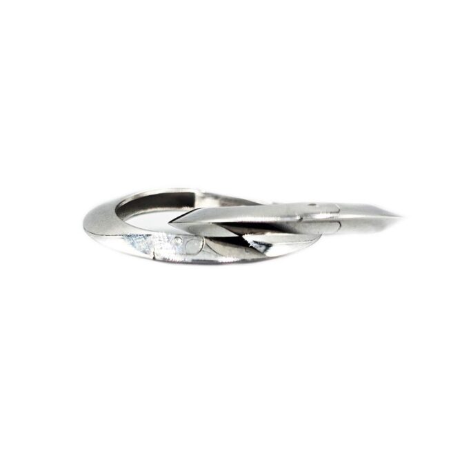 9Kt White Gold Knife Edge Huggie Earring 16mm