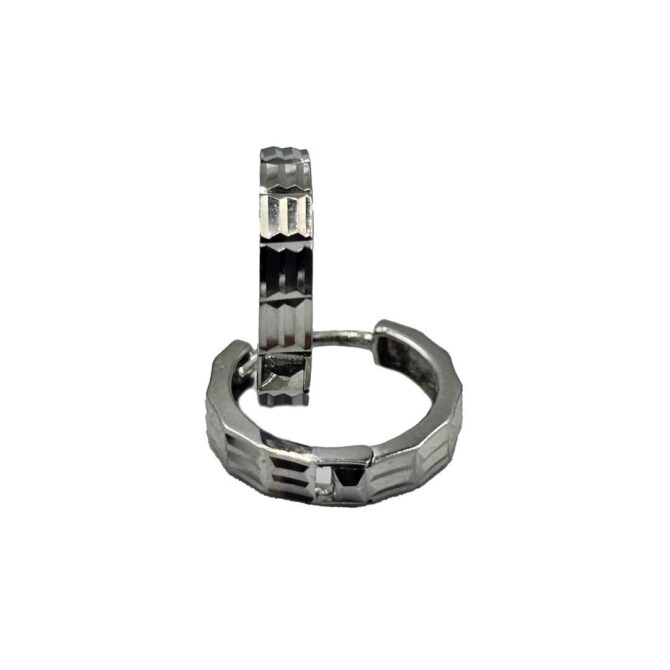 9Kt White Gold Cubic Zirconia Huggie Earring 12mm x 2mm