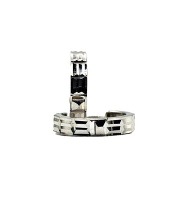 9Kt White Gold Cubic Zirconia Huggie Earring 12mm x 2mm