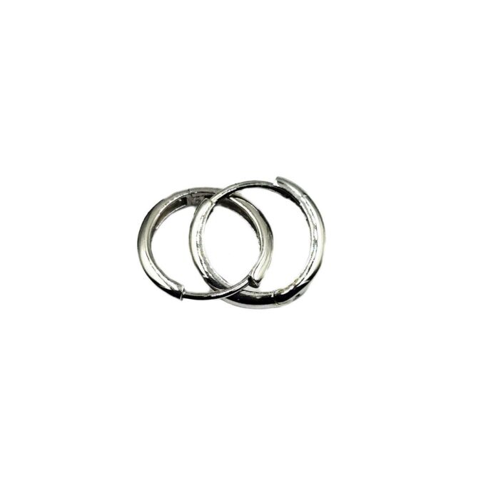9Kt White Gold Cubic Zirconia Huggie Earring 13mm x 2mm