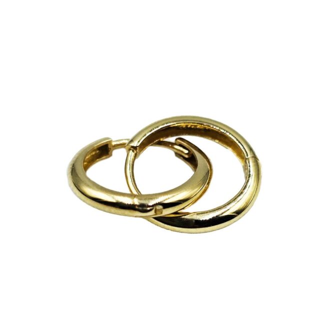 9Kt Yellow Gold Cubic Zirconia Huggie Earring 13mm x 2mm