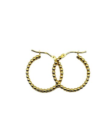 9Kt Yellow Gold Bobble Hoop Earring 20mm x 2mm