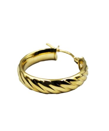 9Kt Yellow Gold Patterned Hoop Earrings 15mm x 4mm