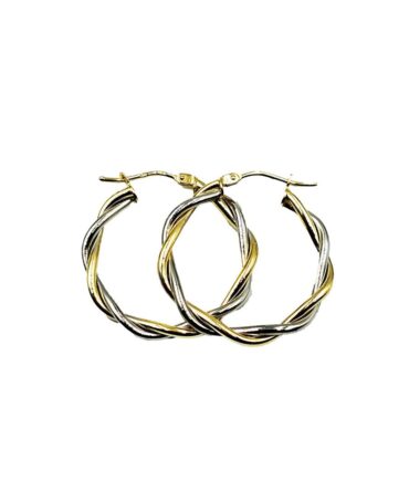9Kt White Gold Twist Hoops 20mm x 1.5mm