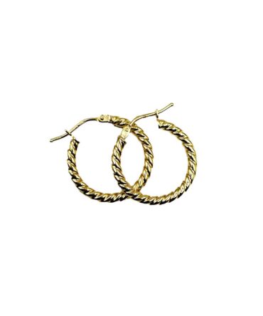 9Kt Yellow Gold Twist Rope Hoops 15mm x 2mm