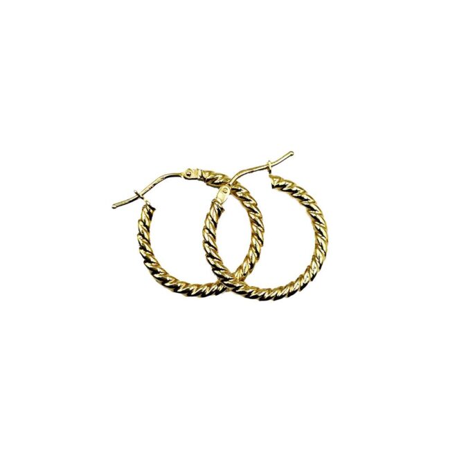 9Kt Yellow Gold Twist Rope Hoops 15mm x 2mm