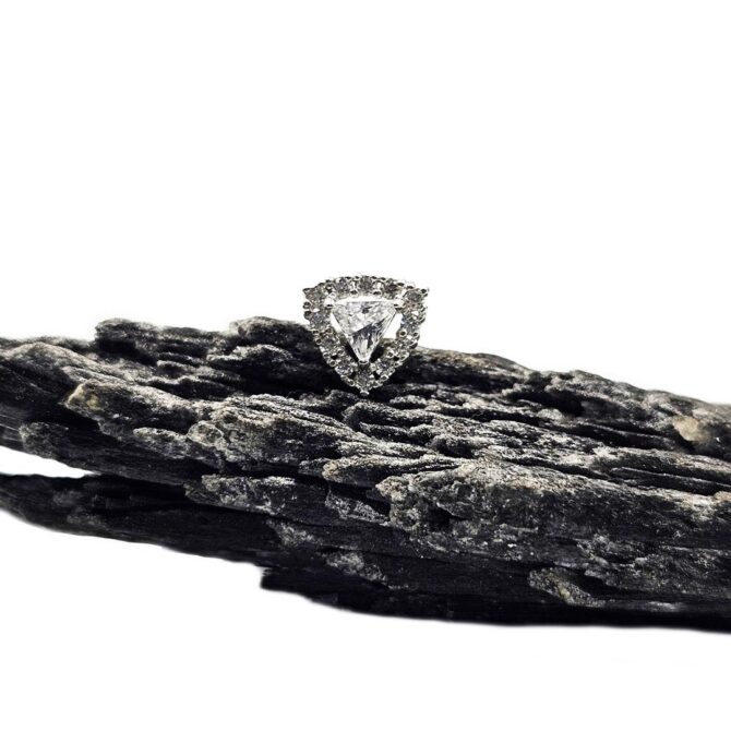 9Kt White Gold Cubic Zirconia Triangle Earrings