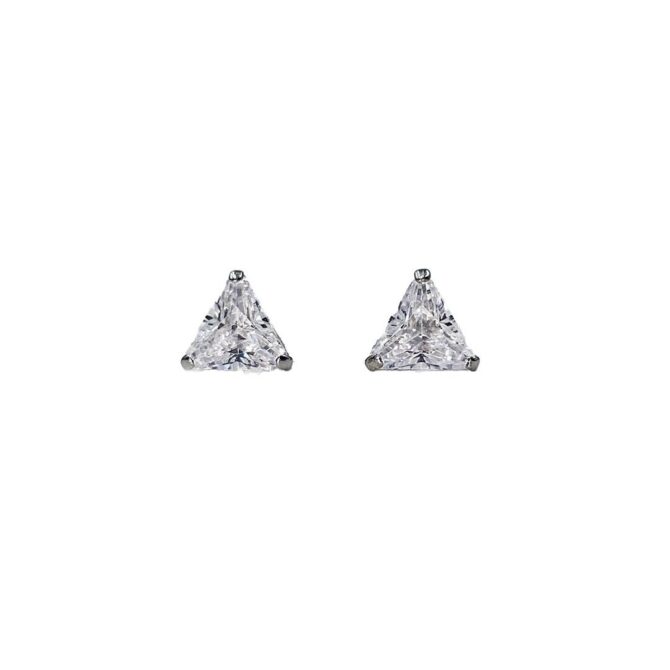 9Kt White Gold Triangular Cubic Zirconia Studs