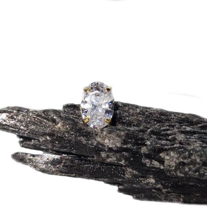9Kt Yellow Gold Oval Cubic Zirconia Studs