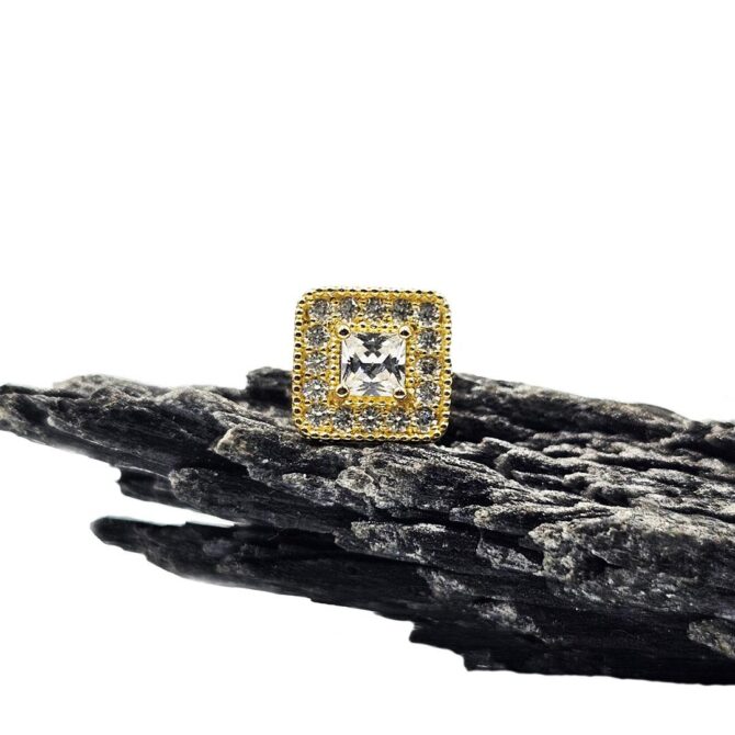 9Kt Yellow Gold Cubic Zirconia Square Studs
