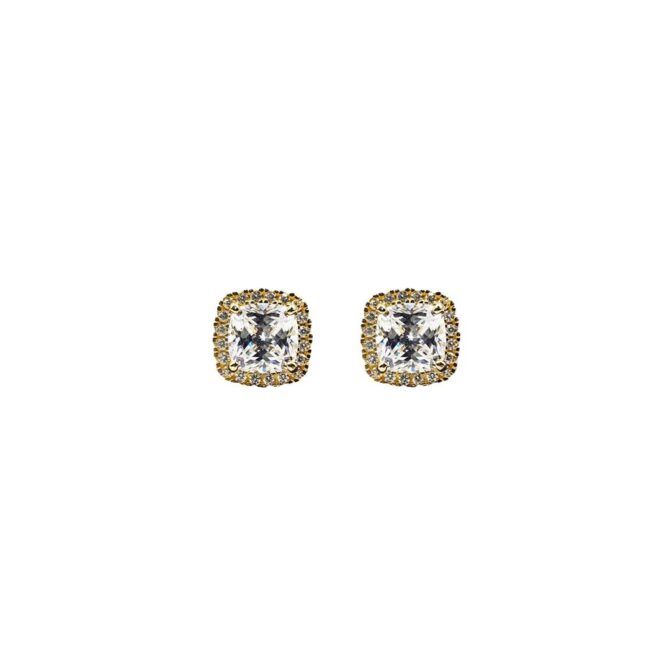 9Kt Yellow Gold Cubic Zirconia Cushion Studs