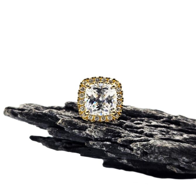 9Kt Yellow Gold Cubic Zirconia Cushion Studs