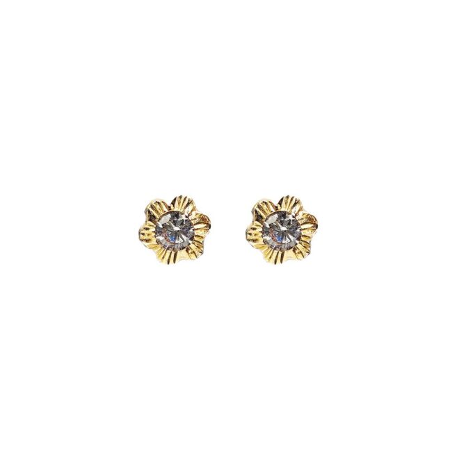 9Kt Yellow Gold Cubic Zirconia Flower Studs