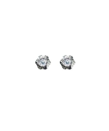 9Kt White Gold Cubic Zirconia Flower Studs
